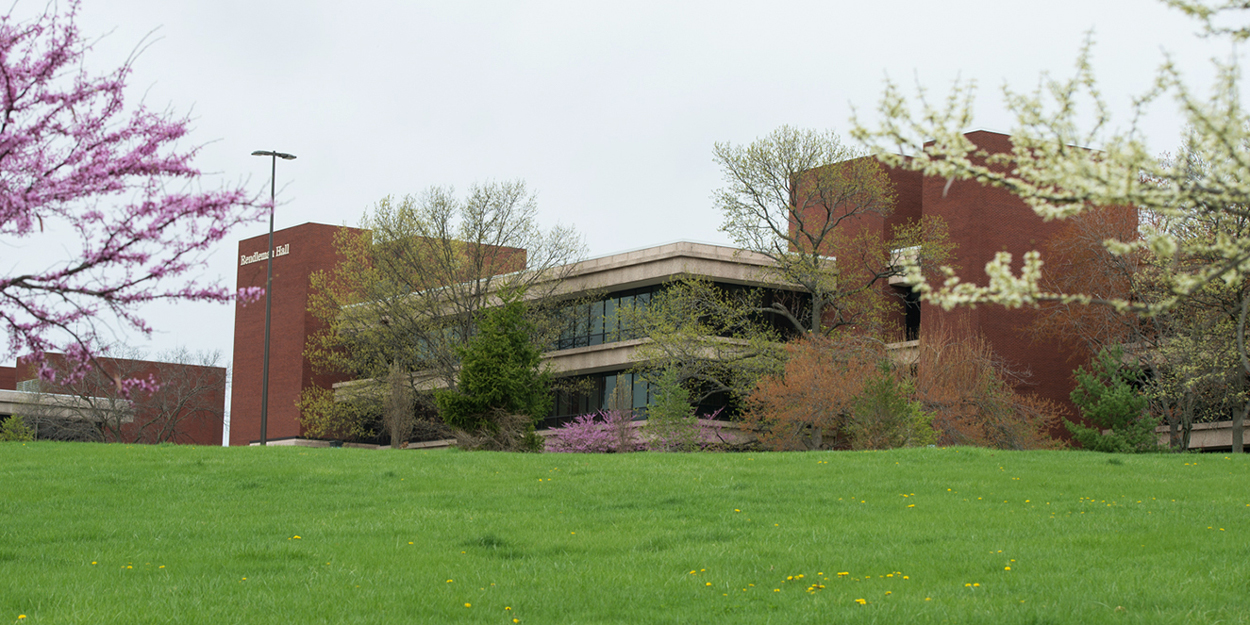 Rendleman Hall at SIUE in spring.