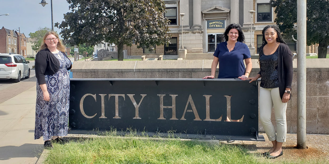 Officials outside of Granite City Hall.