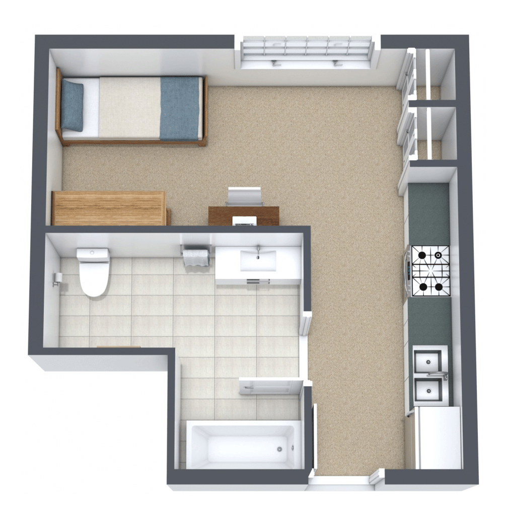 Studio apartment in Evergreen Hall