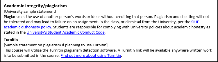 screen shot of syllabus with active links with real titles