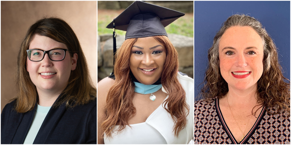 SIUE students completing a master’s in public health (L-R) Stephanie Bargiel, Kyana Nunnally and Aldara Henderson.