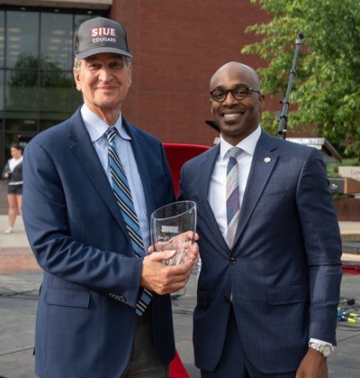 (L-R) John Martinson and SIUE Chancellor James T. Minor, PhD.