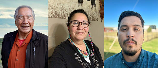 Side by side photos of three speakers for indigenous conference